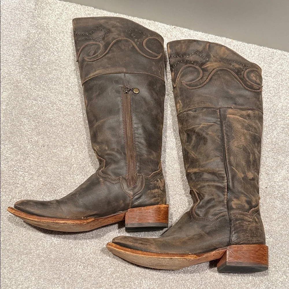 Dan Post Square-toe Leather Boots - Picture 2 of 9